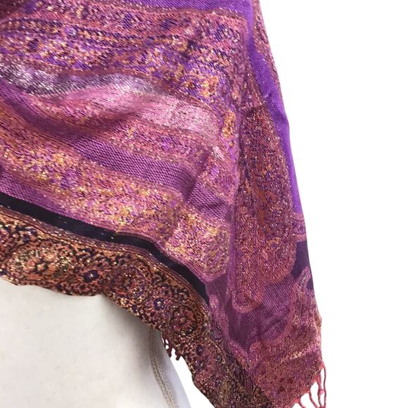 Collection 18 Womens Scarf Purple Opulence Blanket Multifunctional Fringe - Picture 10 of 13